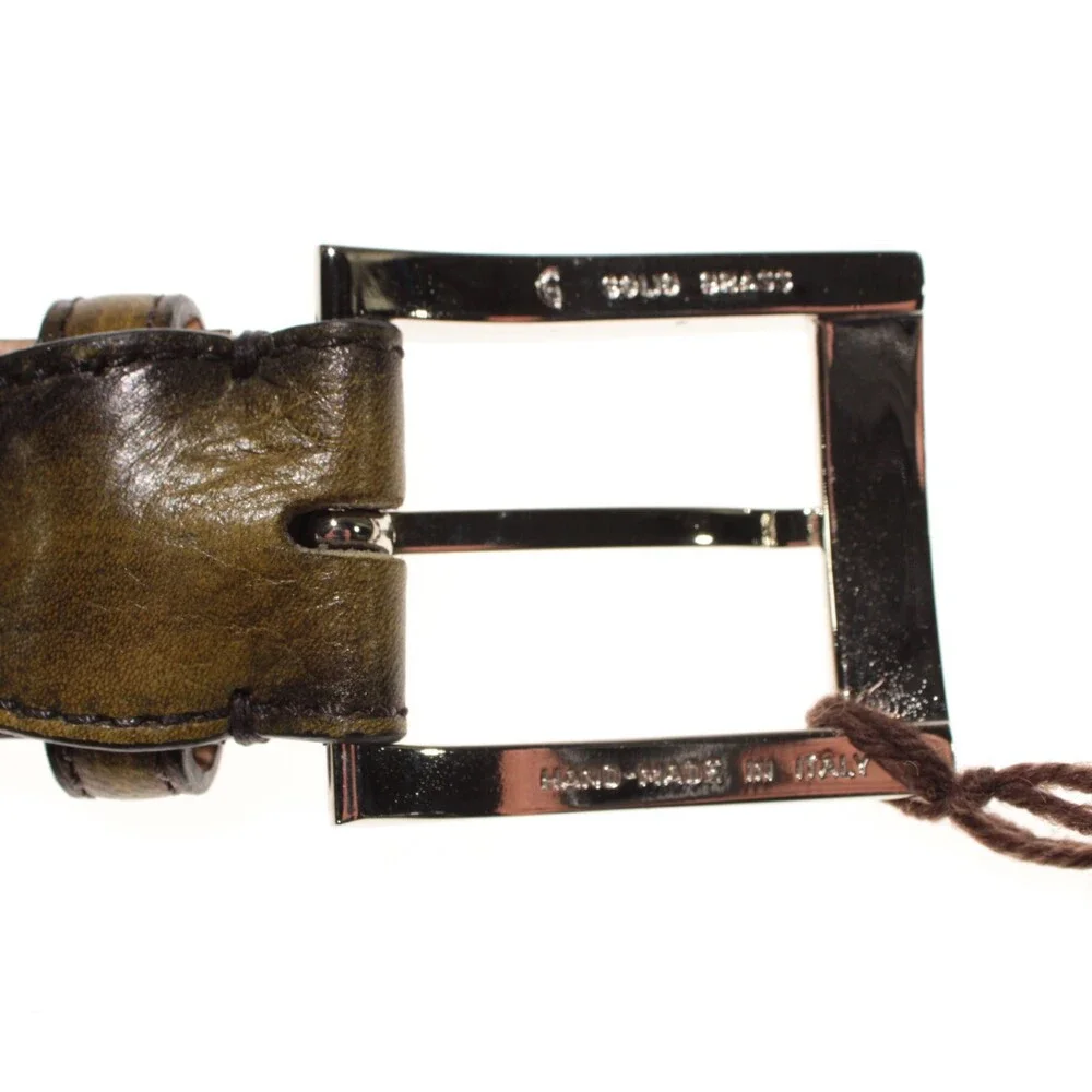 Di Bianco NWT Cut to Size Dress Belt In Green Pebbled Leather One Size